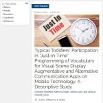 Typical Toddlers' participation in “JIT” programming for VSD AAC apps — Publication